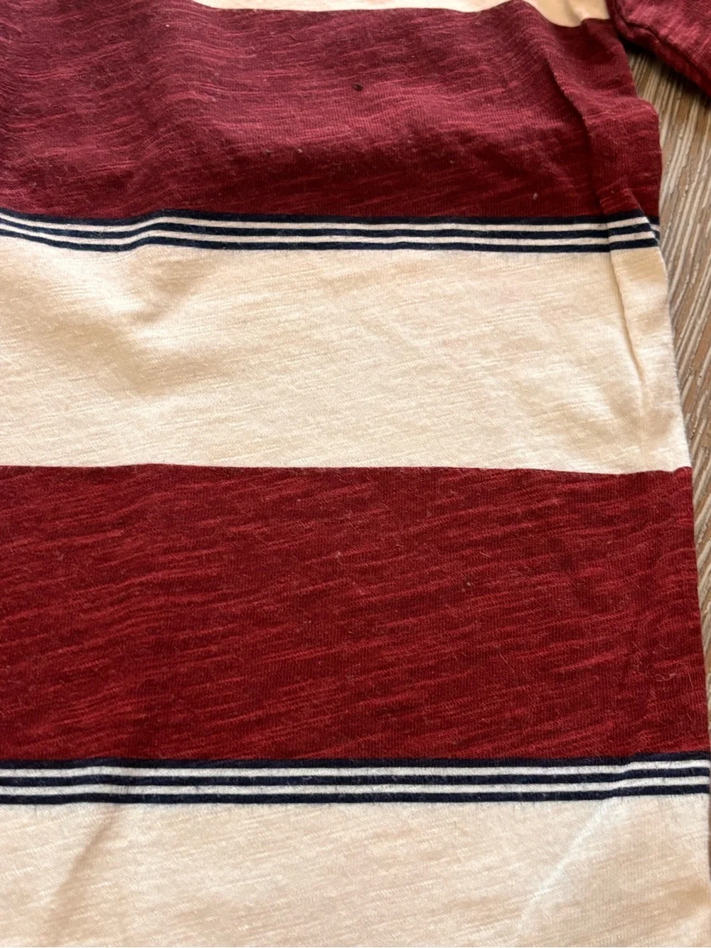 Carter's Long-Sleeve Striped Tee in Cream, Burgundy & Navy Pocket